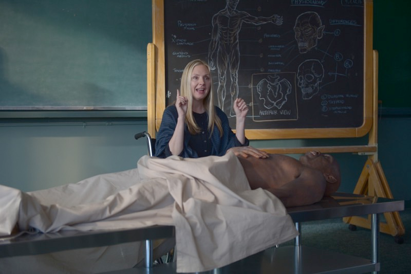 Megan Fisher (Hope Davis) studies an abbie cadaver in the second episode of Wayward Pines, “Blood Harvest.” (Image: Sergei Bachlakov/FOX)